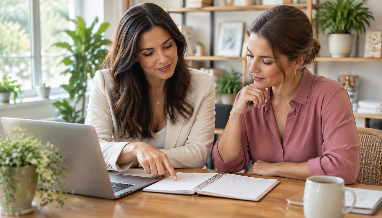 A founder and her new assistant reviewing a task list together