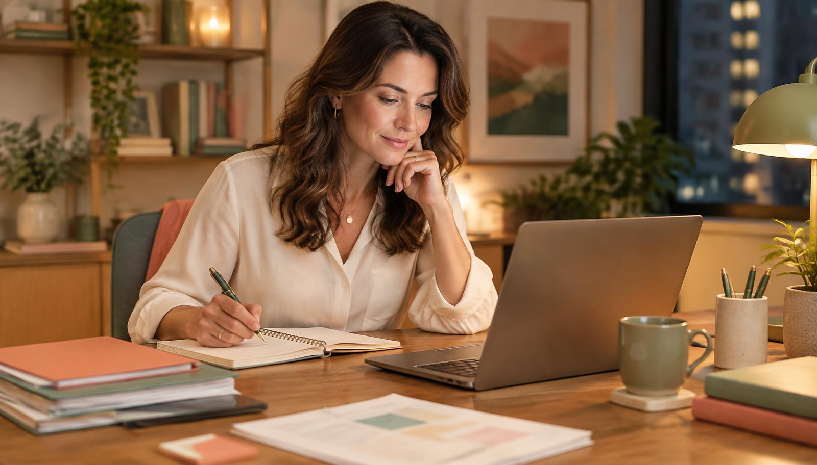 A founder working through her task list at a desk